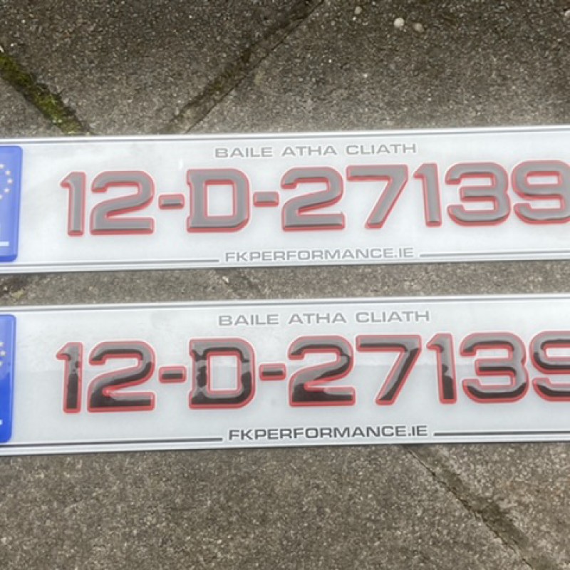 Fkp777 1pair GEL plates white with fkperformance .ie & red shadow 