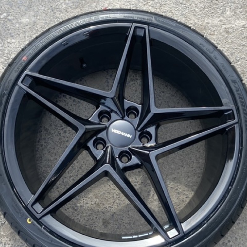  19” veemann vfs46 black alloys & tyres package 5x112 , full set of 4 wheels 9.5