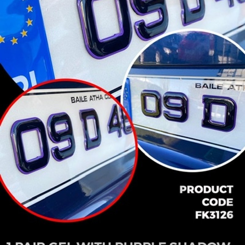 FK3126 Gel number plates with purple shadow  1 pair