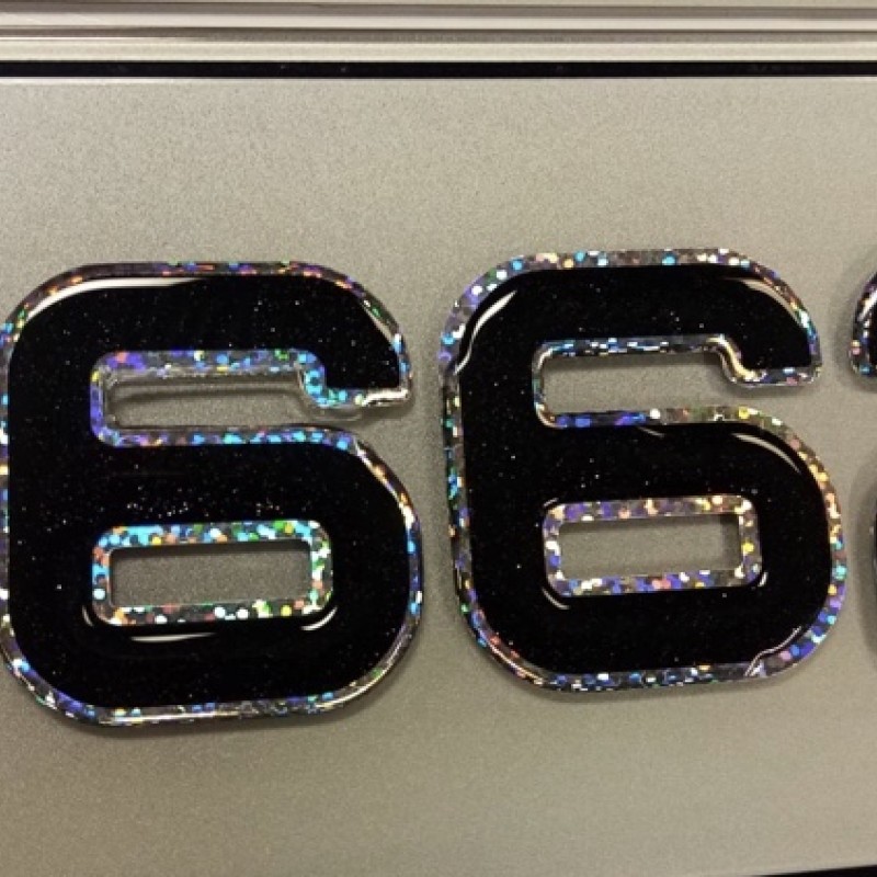 Fk201 Gel number plates with glitter shadow 1 pair 