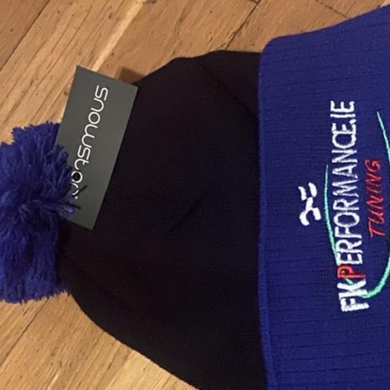 Fkb03 fk performance bobble beanie hat black / blue x 1 