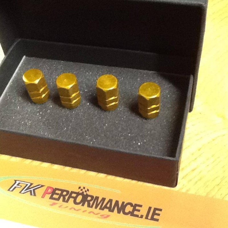 Gold Valve Metal Caps X4 