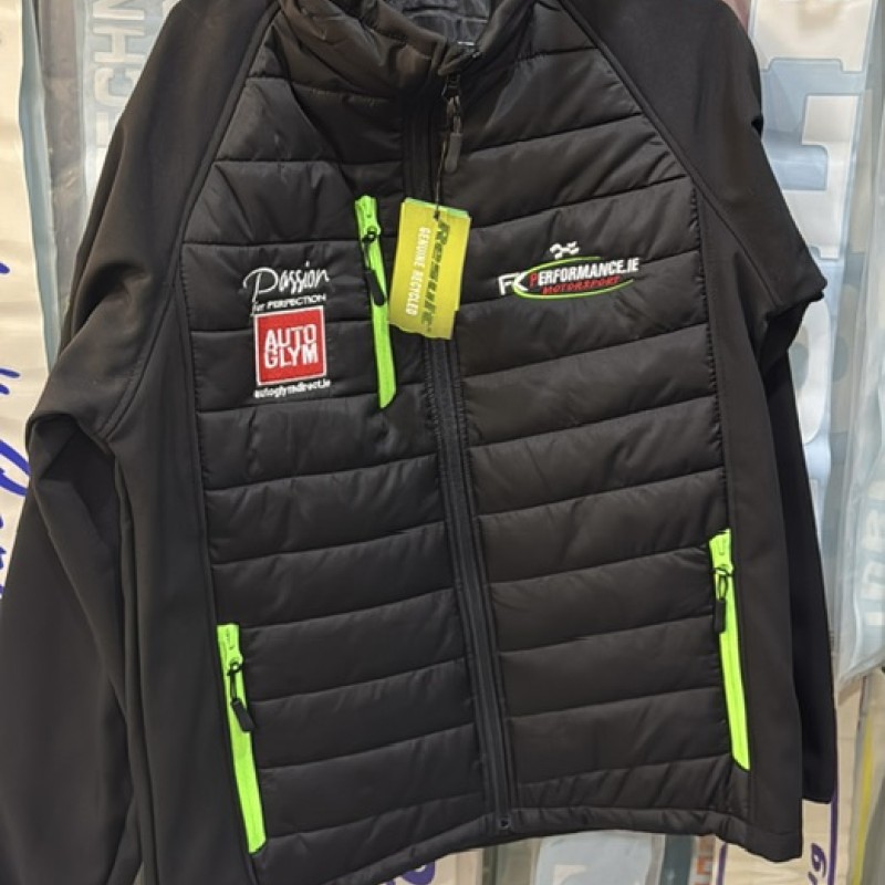 2025 Fk Performance padded long sleeved jacket with lime green zip