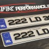 FK4d09 4D standout plates with gloss black gel tops number plates 