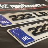 FK4d09 4D standout plates with gloss black gel tops number plates 