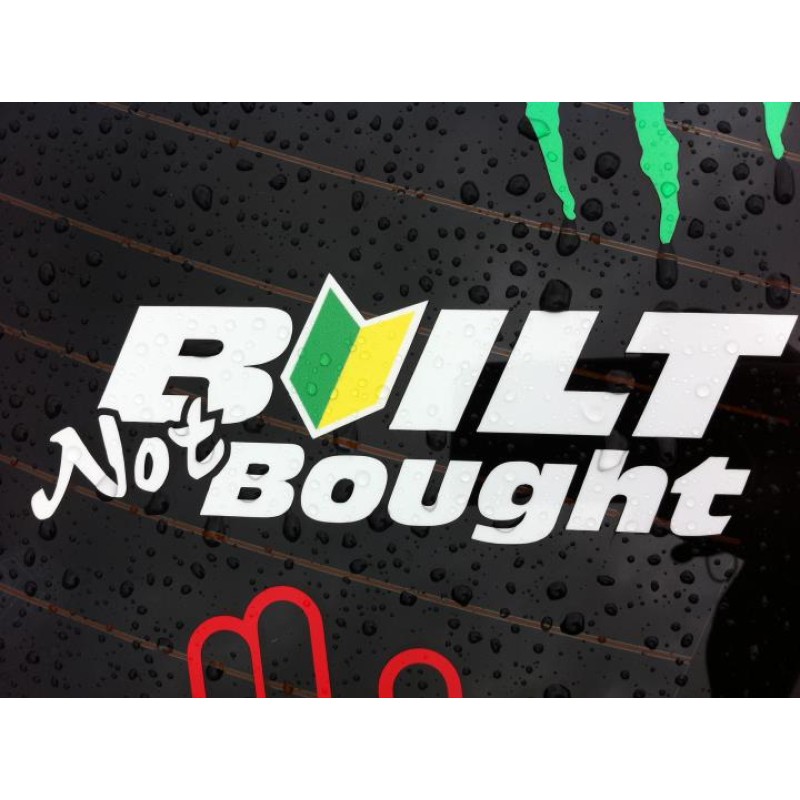 Built Not Bought [White] jdm w/flag
