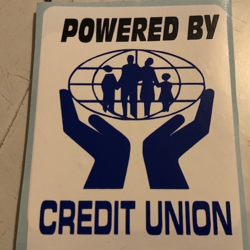 1 x fsk01 powered by credit union decal (white)