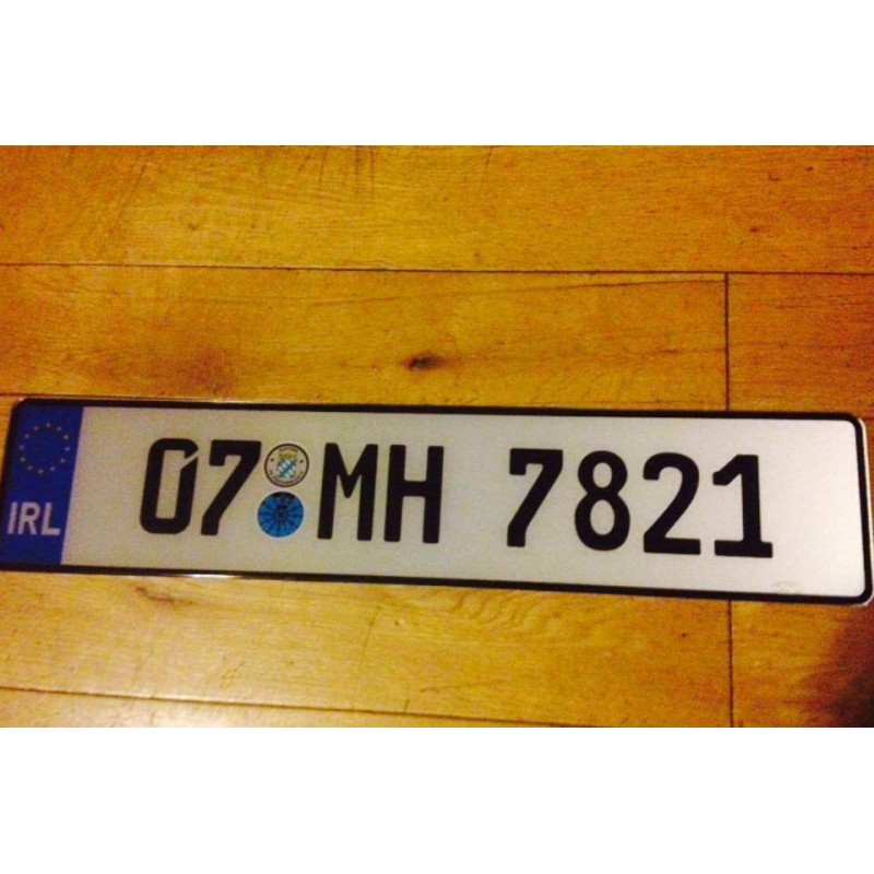 German Style plastic with badges, no county , no dash,  2 x white  60mm text