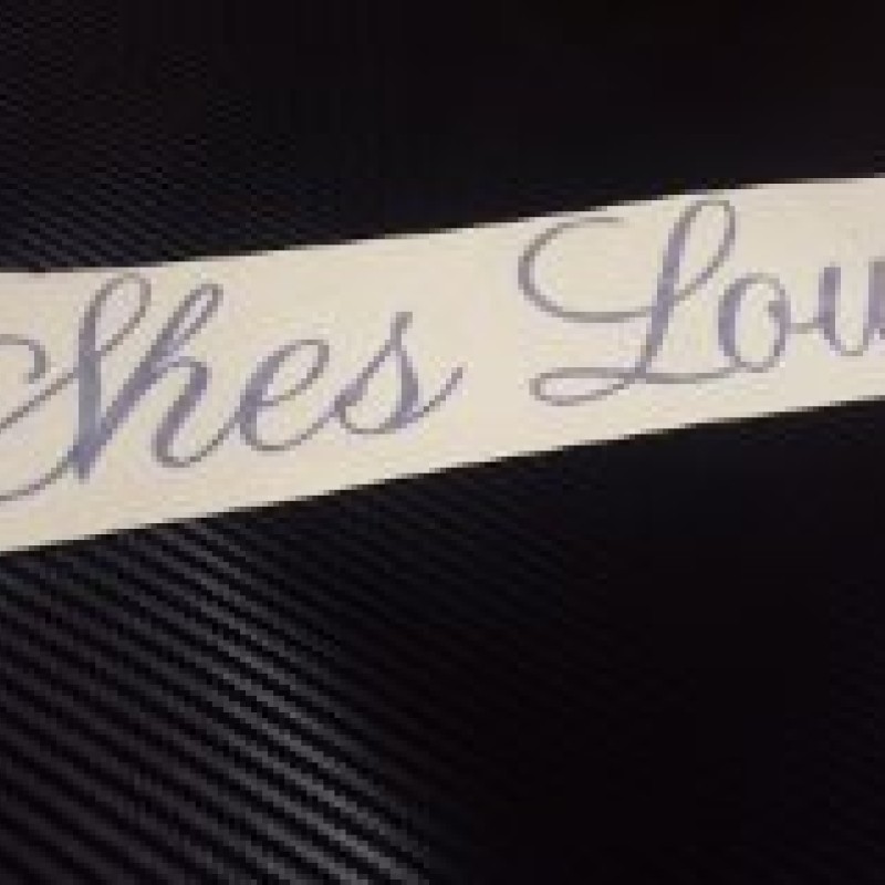 'She's Low' large windscreen decal x1 (SILVER)