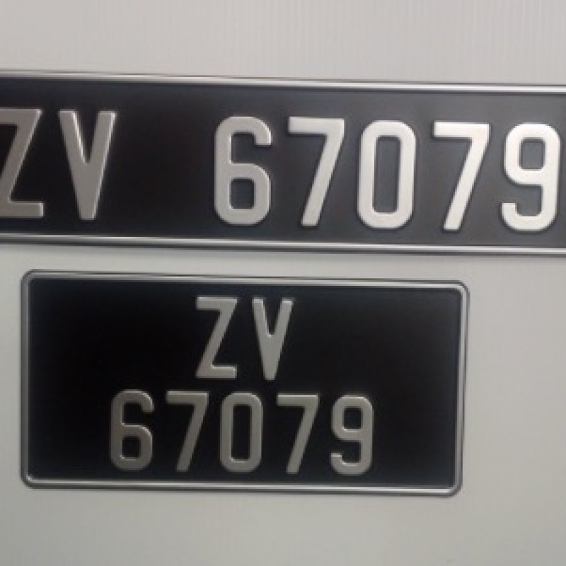 Vintage style number plates, (square & oblong), 1 pair.