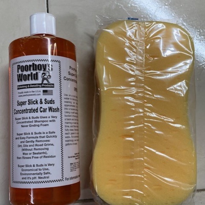 poorboys super slick & suds concentrated car wash & sponge kit